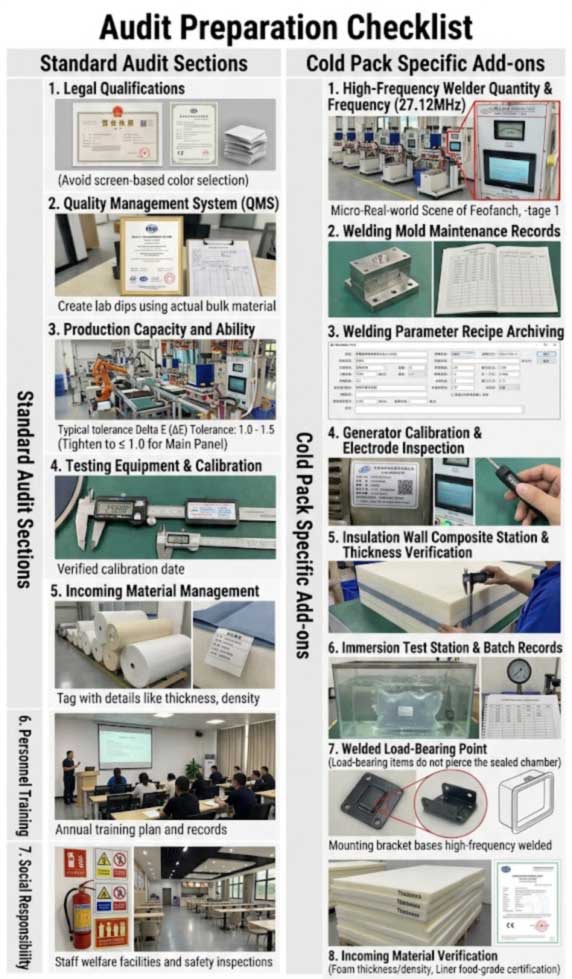 seven-section factory audit framework with cooler-specific additions for welded insulated bag production seven-section factory audit framework with cooler-specific additions for welded insulated bag production